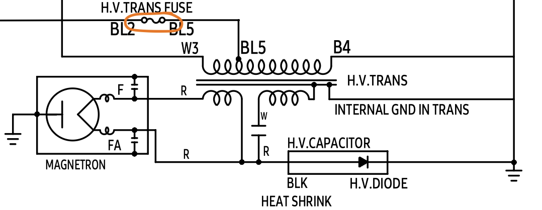 fuse circled on circuit diagram